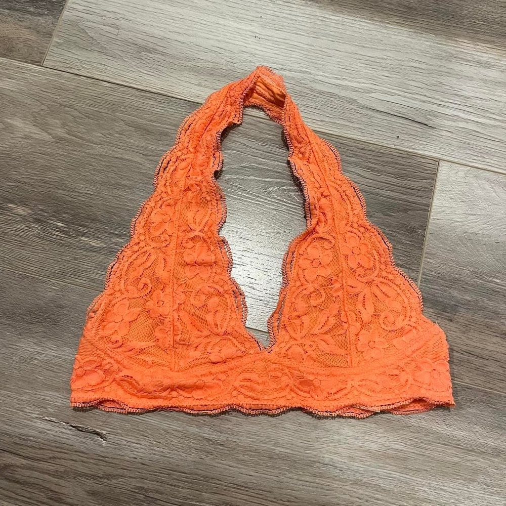 Lace Halter Bralette in Coral Color